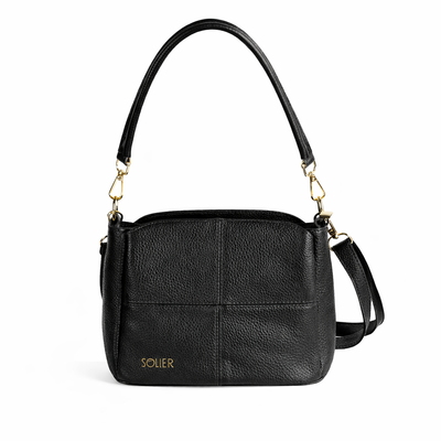 Skórzana torebka damska crossbody Solier FL50 CASSIA czarna