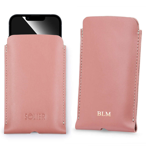 Personalizowane skórzane etui na IPhone 11 Solier SA58 różowe