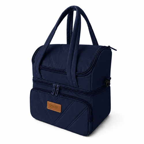 Torba termiczna duża lunch bag XXL z dwiema komorami LBS07 - Granatowy