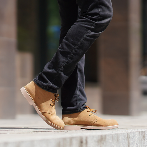 Skórzane męskie buty Chukka w kolorze piaskowym M467BS