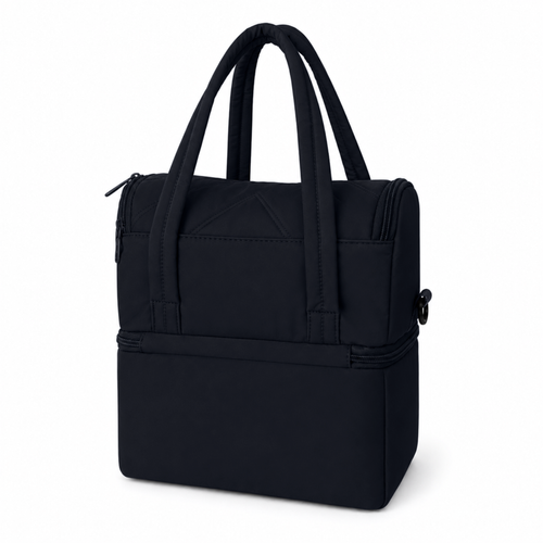 Torba termiczna duża lunch bag XXL z dwiema komorami LBS07 - Czarny
