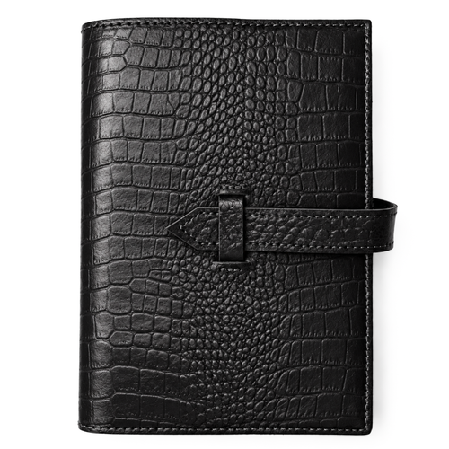 Personalizowany kalendarz skórzany A5 z paskiem SA69 Czarny Croco
