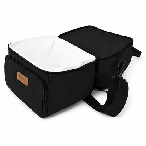 Torba termiczna duża lunch bag XXL z dwiema komorami LBS07 - Czarny