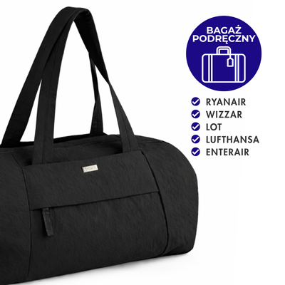 Sportowa torba materiałowa fitness Solier FB52 Lunea - czarna