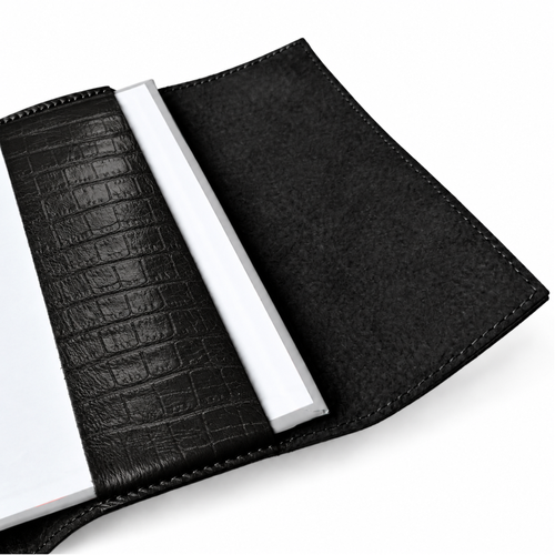 Personalizowany notes skórzany A5 z paskiem SA67 czarny wzór