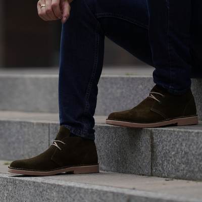 Zamszowe buty męskie Chukka Boots - khaki