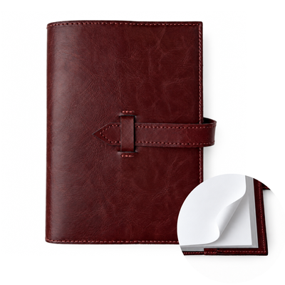 Personalizowany notes skórzany A5 z paskiem SA67 bordowy