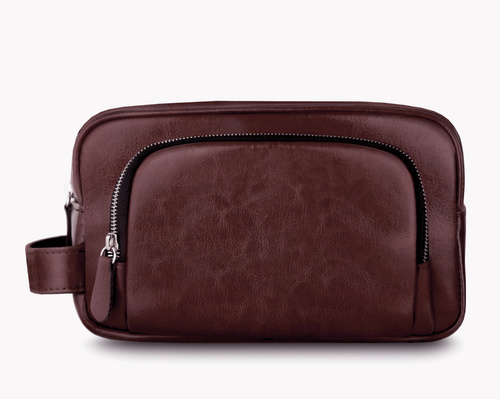 Elegancka skórzana kosmetyczka męska SK04 Solier bordowa