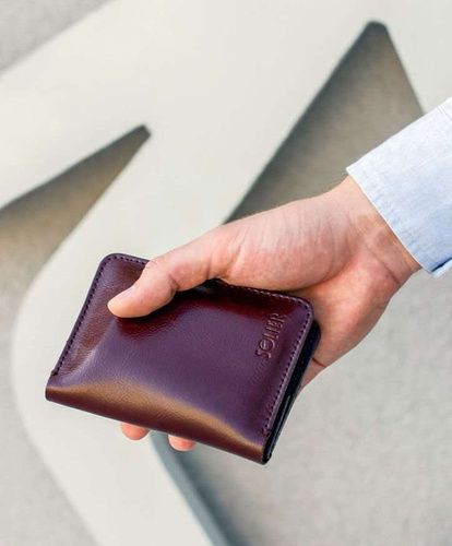 Cienki skórzany męski portfel SOLIER SW10 SLIM bordowy