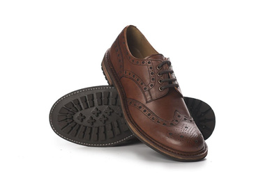 Skórzane męskie półbuty Brogue Goodyear Welted brązowe