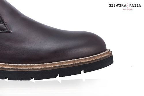 Klasyczne skórzane buty męskie Chukka ciemny brąz
