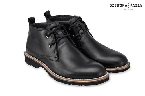 Klasyczne skórzane buty męskie Chukka czarne