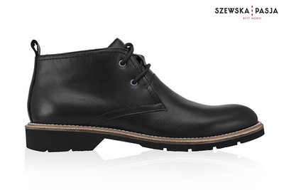 Klasyczne skórzane buty męskie Chukka czarne