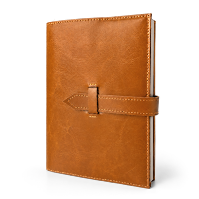 Personalizowany notes skórzany A5 z paskiem SA67 camelowy