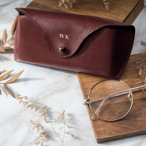 Personalizowane skórzane etui na okulary Solier SA37 maroon