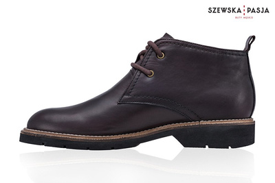 Klasyczne skórzane buty męskie Chukka ciemny brąz