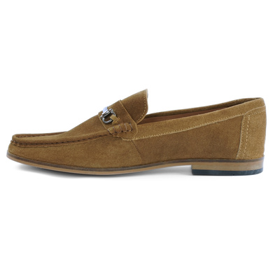 Brązowe loafersy męskie z naturalnego zamszu – eleganckie mokasyny skórzane