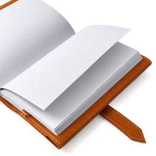 Personalizowany notes skórzany A5 z paskiem SA67 camelowy