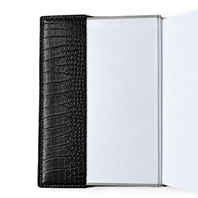 Personalizowany notes skórzany A5 z paskiem SA67 czarny wzór