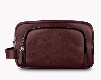 Elegancka skórzana kosmetyczka męska SK04 Solier bordowa