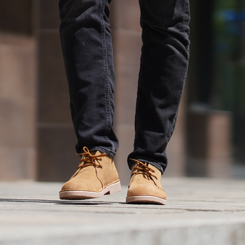 Skórzane męskie buty Chukka w kolorze piaskowym M467BS