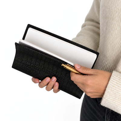 Personalizowany notes skórzany A5 SA66 Czarny Croco