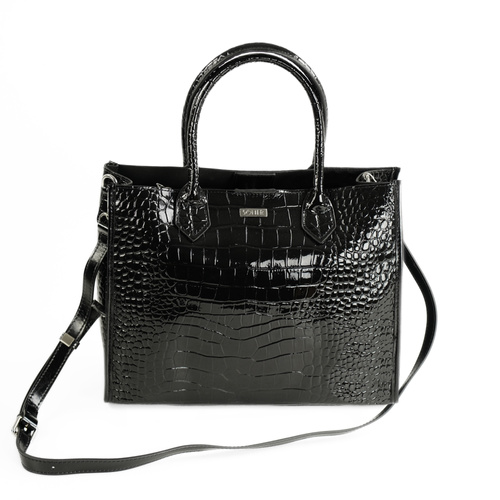 Elegancka skórzana torba damska tote Solier FL62 Silvana czarna