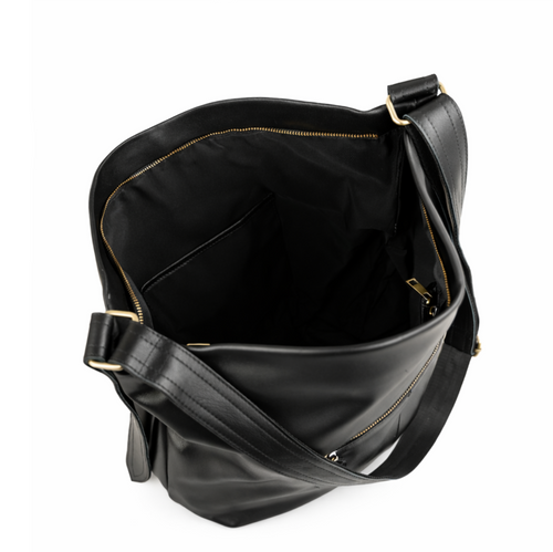 Skórzana torba shopper hobo Solier FL46 SELINE czarna
