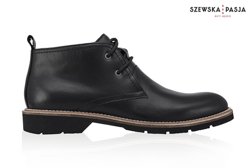 Klasyczne skórzane buty męskie Chukka czarne