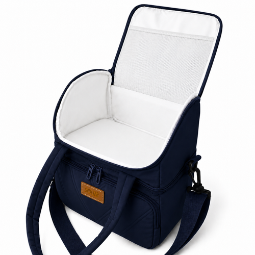 Torba termiczna duża lunch bag XXL z dwiema komorami LBS07 - Granatowy