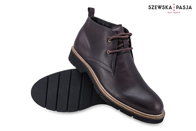 Klasyczne skórzane buty męskie Chukka ciemny brąz