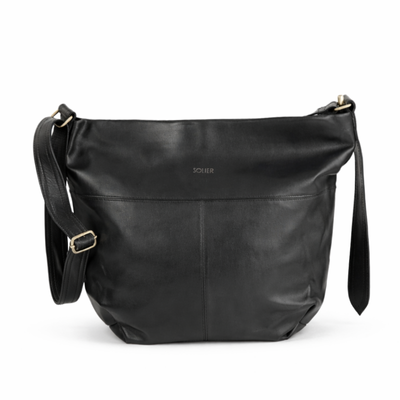 Skórzana torba shopper hobo Solier FL46 SELINE czarna