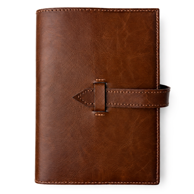 Personalizowany notes skórzany A5 z paskiem SA67 vintage brąz 