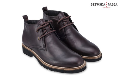 Klasyczne skórzane buty męskie Chukka ciemny brąz