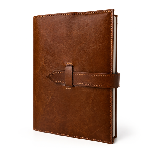 Personalizowany notes skórzany A5 z paskiem SA67 vintage brąz 
