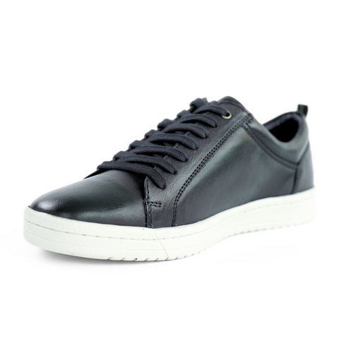 Skórzane trampki męskie eleganckie buty na co dzień - granatowe
