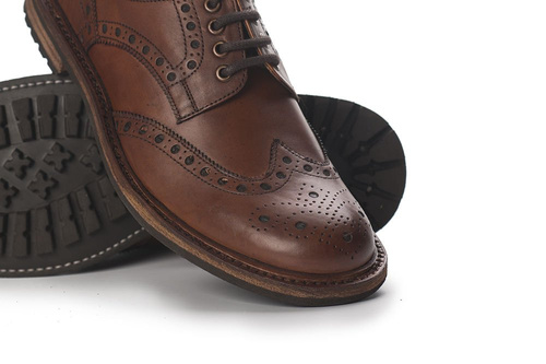 Skórzane męskie półbuty Brogue Goodyear Welted brązowe