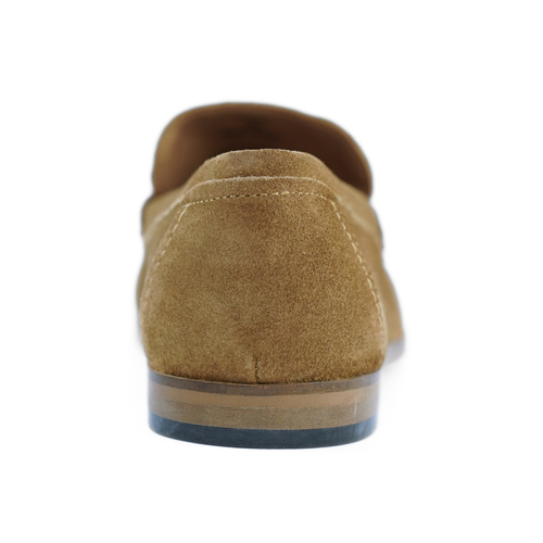 Brązowe loafersy męskie z naturalnego zamszu – eleganckie mokasyny skórzane