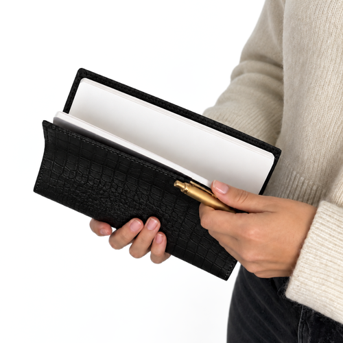 Personalizowany notes skórzany A5 SA66 Czarny Croco