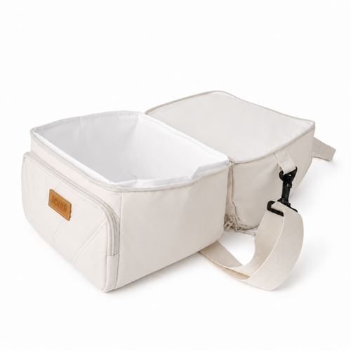Torba termiczna duża lunch bag XXL z dwiema komorami LBS07 - Beżowy