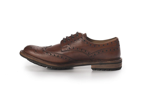 Skórzane męskie półbuty Brogue Goodyear Welted brązowe