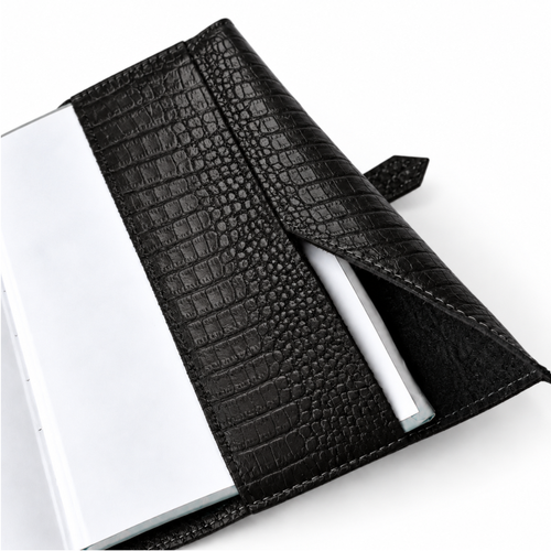 Personalizowany kalendarz skórzany A5 z paskiem SA69 Czarny Croco