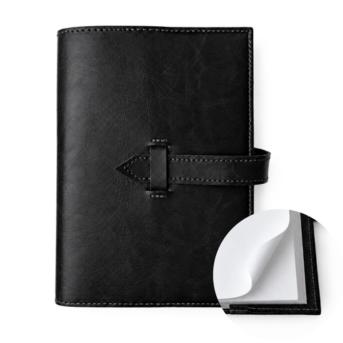 Personalizowany notes skórzany A5 z paskiem SA67 czarny