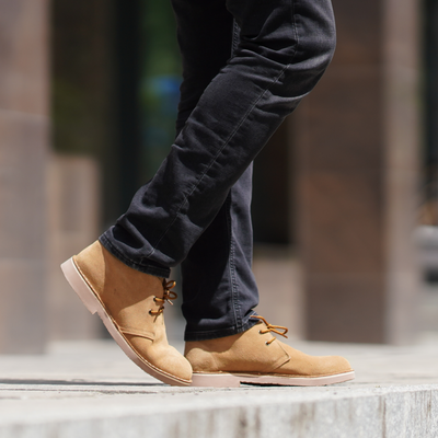 Skórzane męskie buty Chukka w kolorze piaskowym M467BS