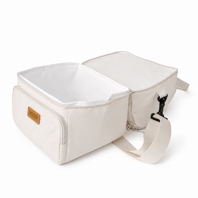 Torba termiczna duża lunch bag XXL z dwiema komorami LBS07 - Beżowy