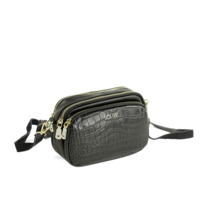 Skórzana torebka damska crossbody Solier FL59 AMORIA czarna