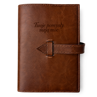 Personalizowany notes skórzany A5 z paskiem SA67 vintage brąz 