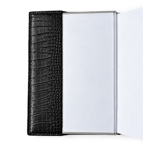 Personalizowany notes skórzany A5 z paskiem SA67 czarny wzór
