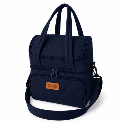 Torba termiczna duża lunch bag XXL z dwiema komorami LBS07 - Granatowy