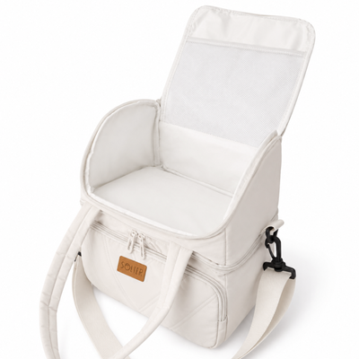 Torba termiczna duża lunch bag XXL z dwiema komorami LBS07 - Beżowy